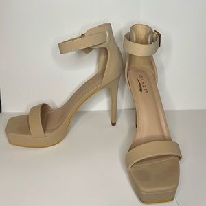 Nude Heels with Ankle Strap